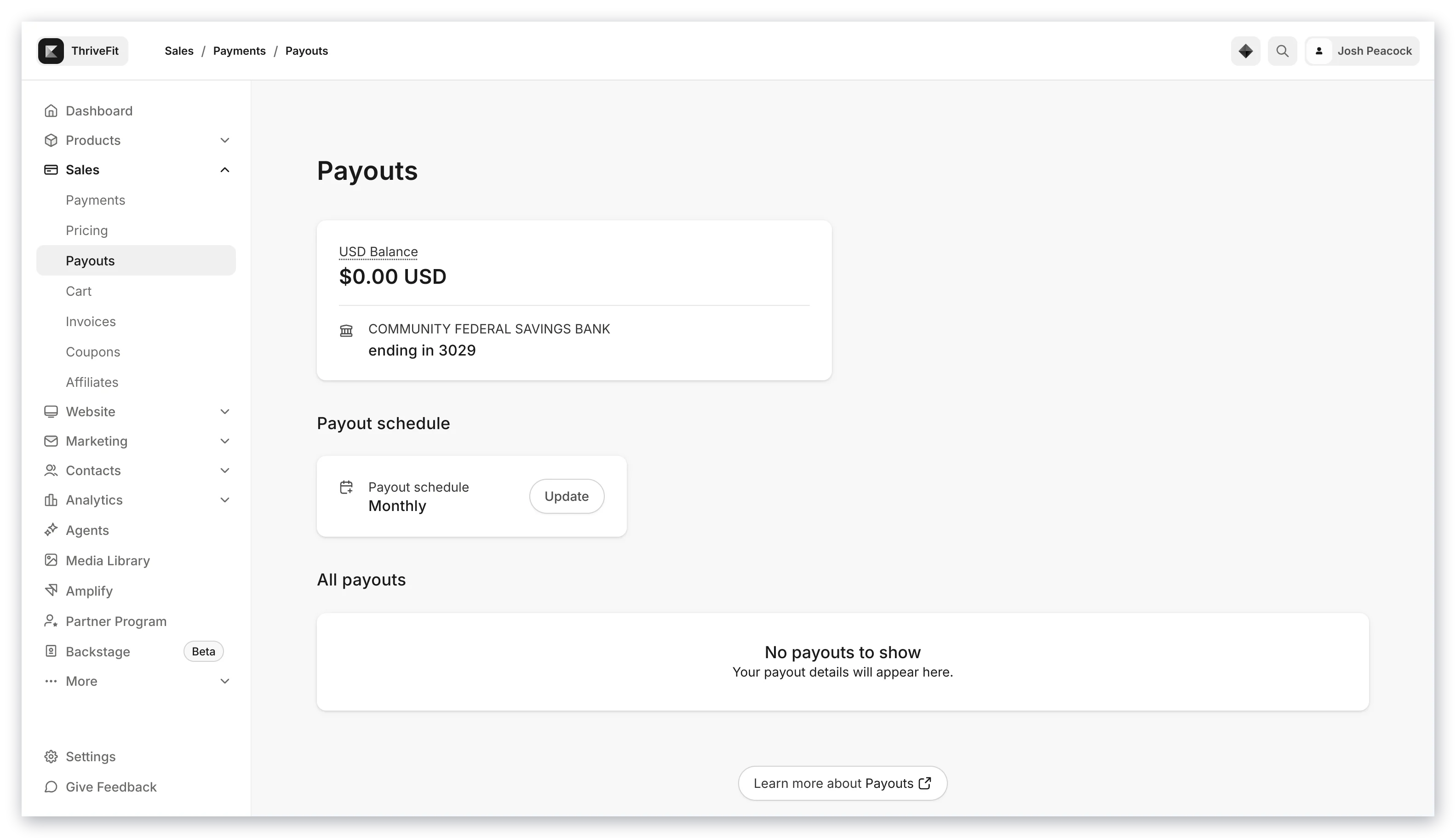 Failed payout status