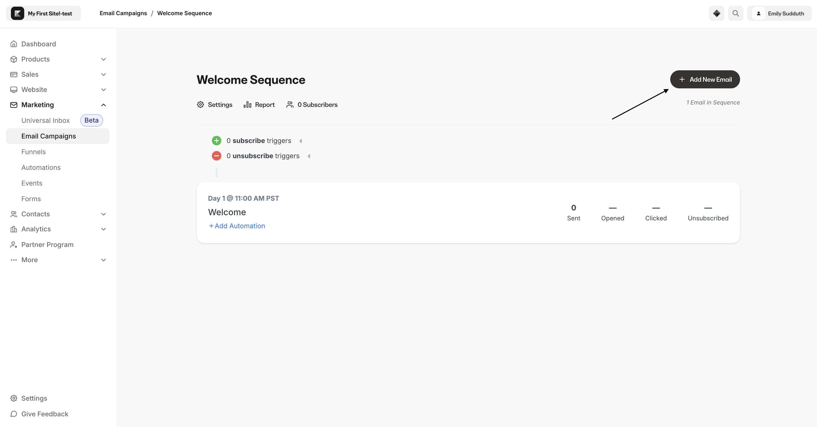 Add New Email to Sequence