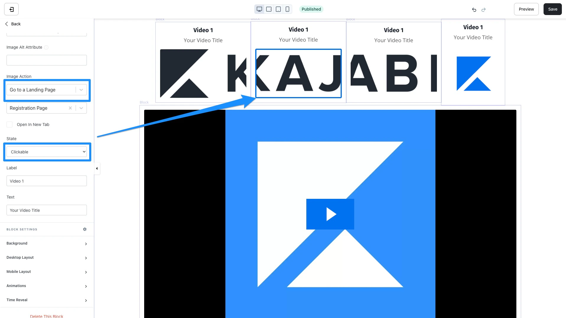 Clickable state settings