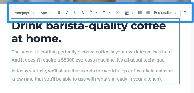 Inline Text Editor for Email