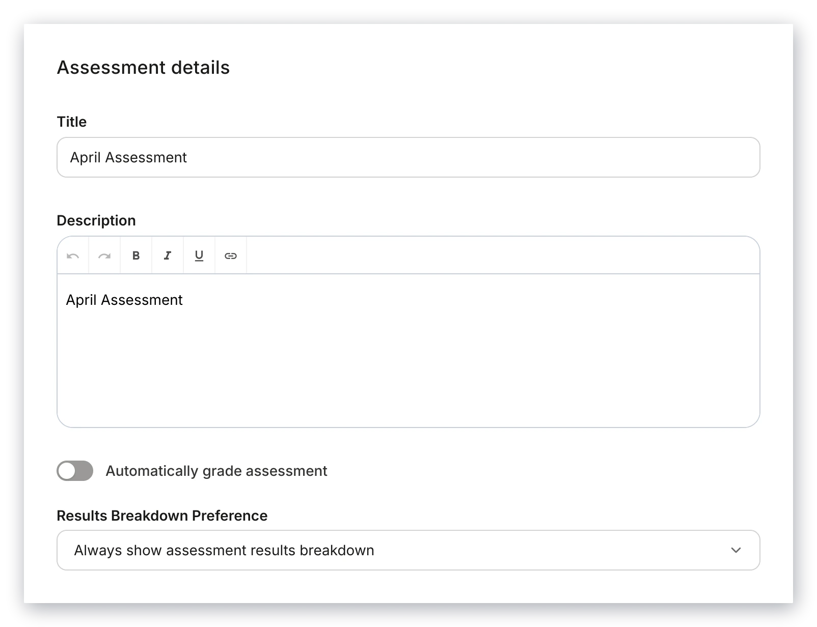 Assessment Details