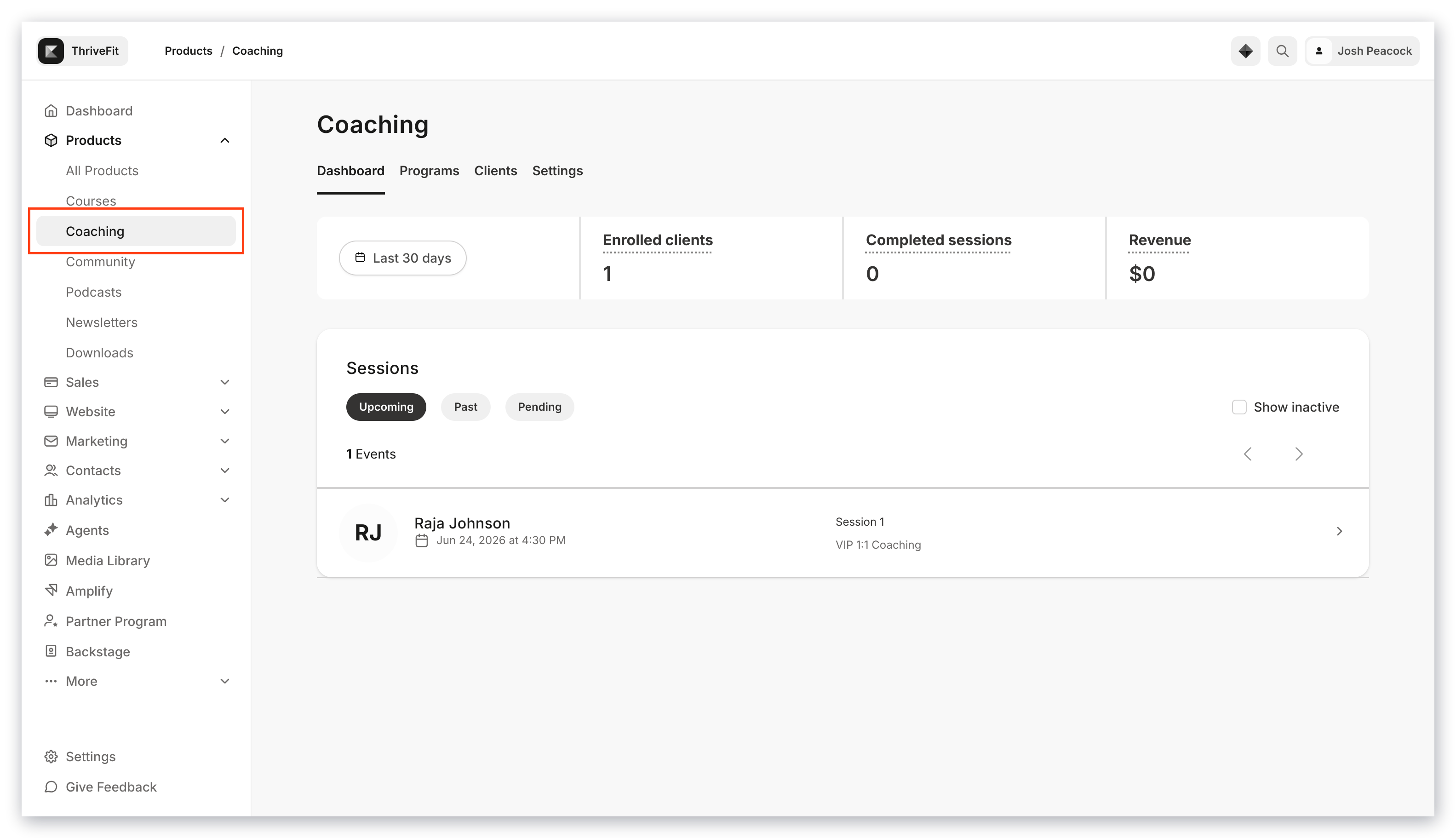 Coaching Menu