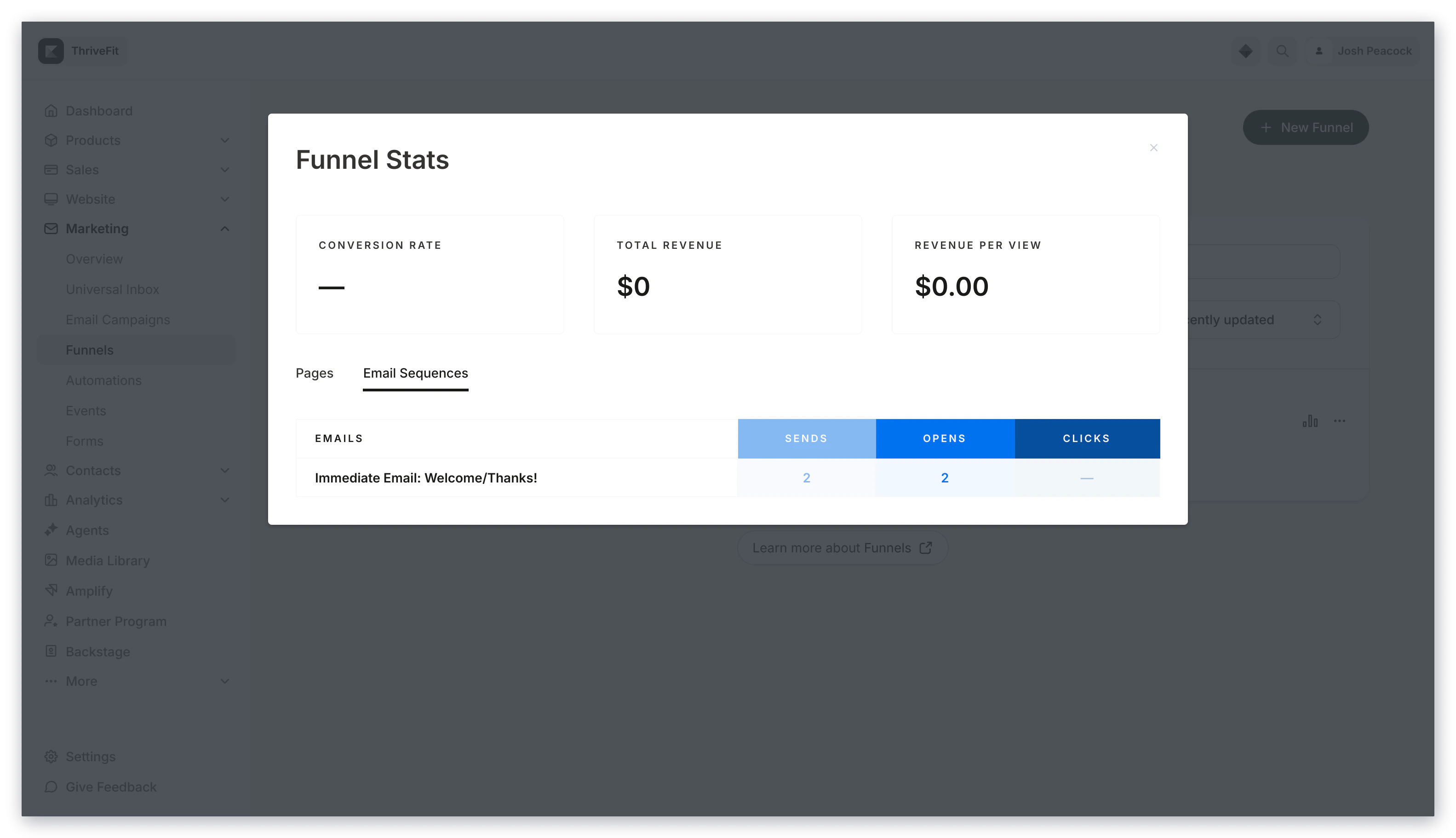 Funnel Email Stats