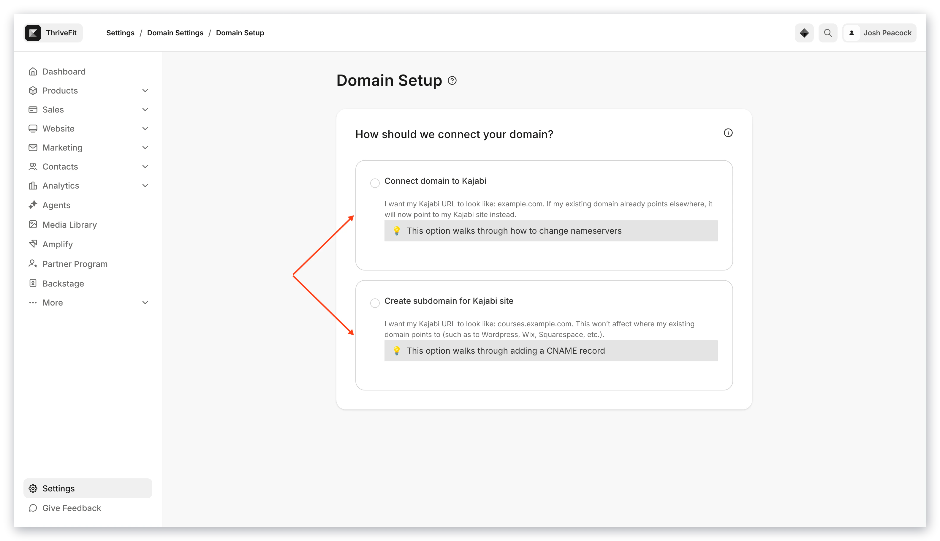 Domain Setup Options