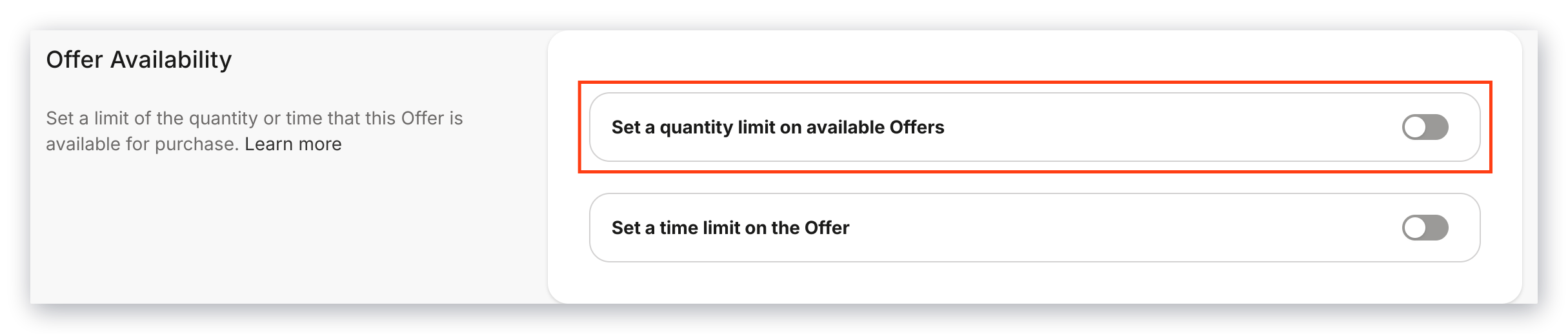 Limit Offer Quantity