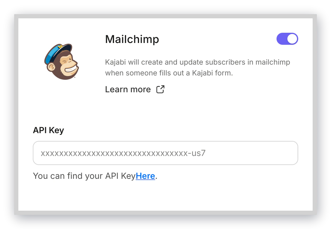MailChimp integration options