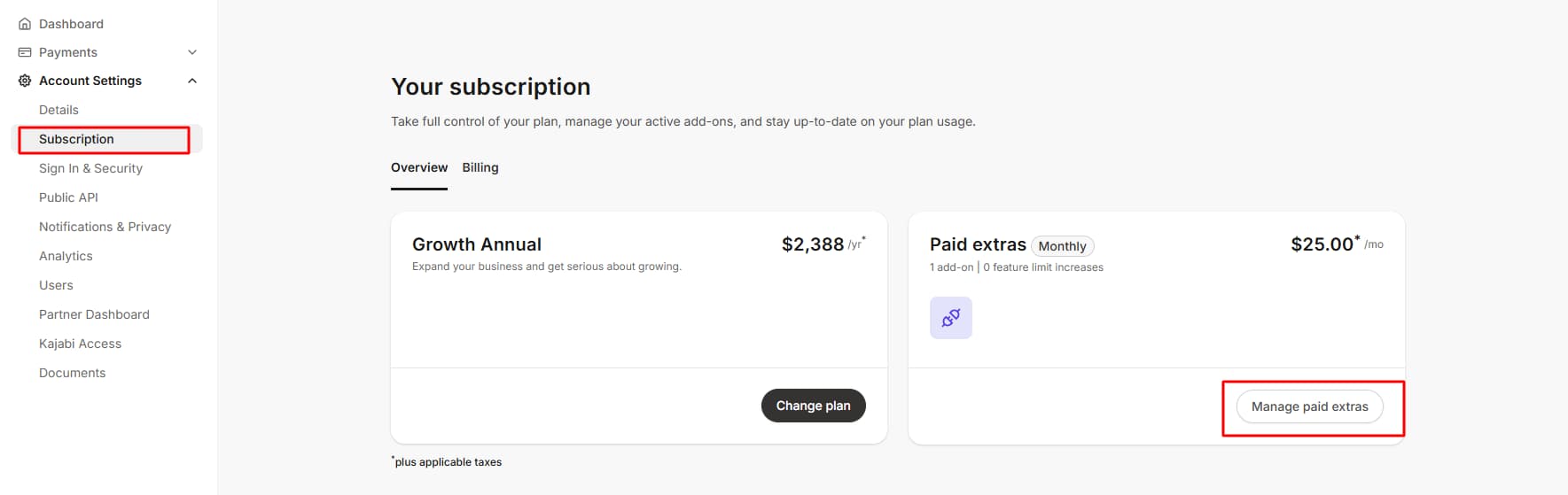 Manage Paid Extras