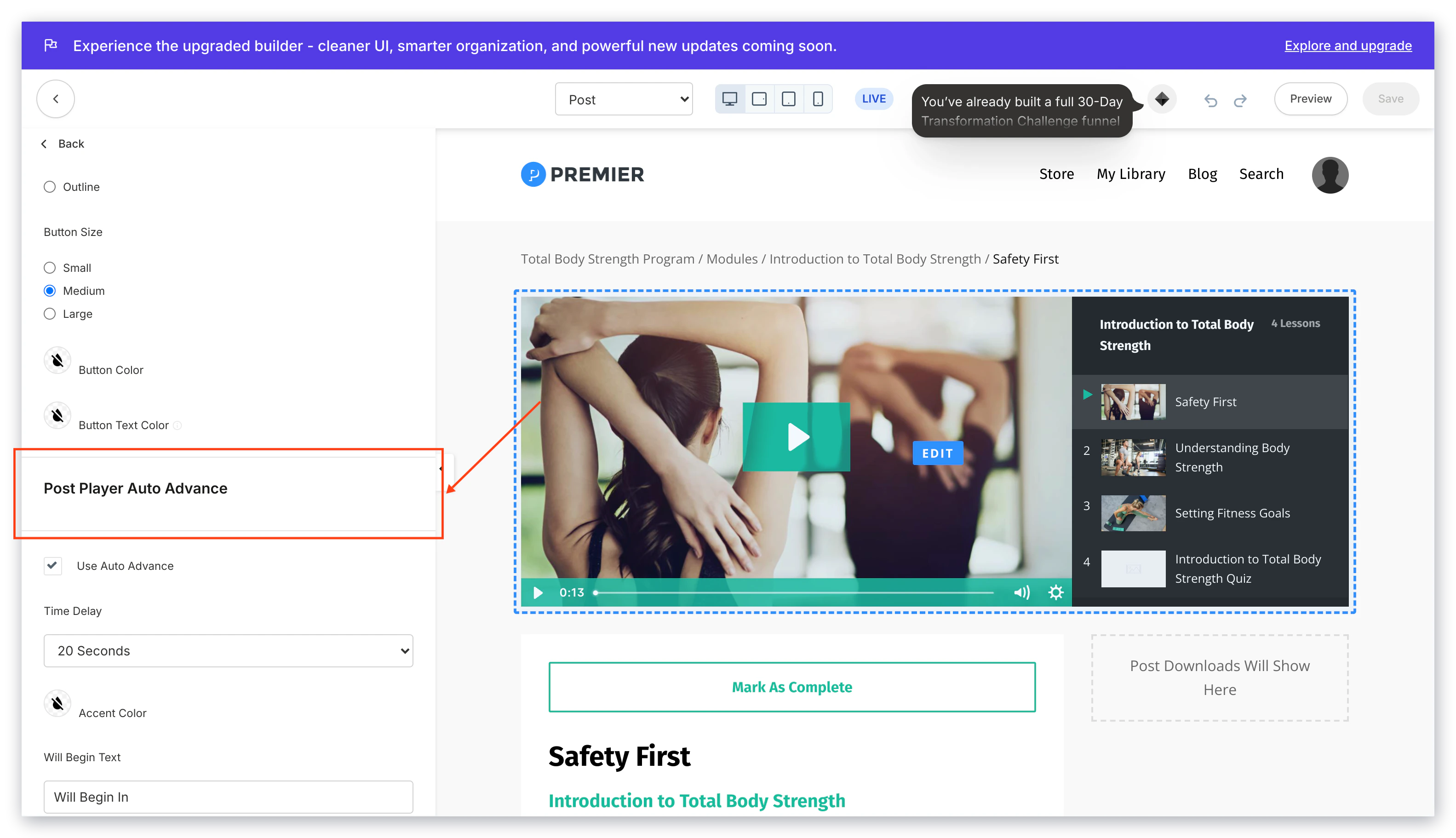 Auto advance example