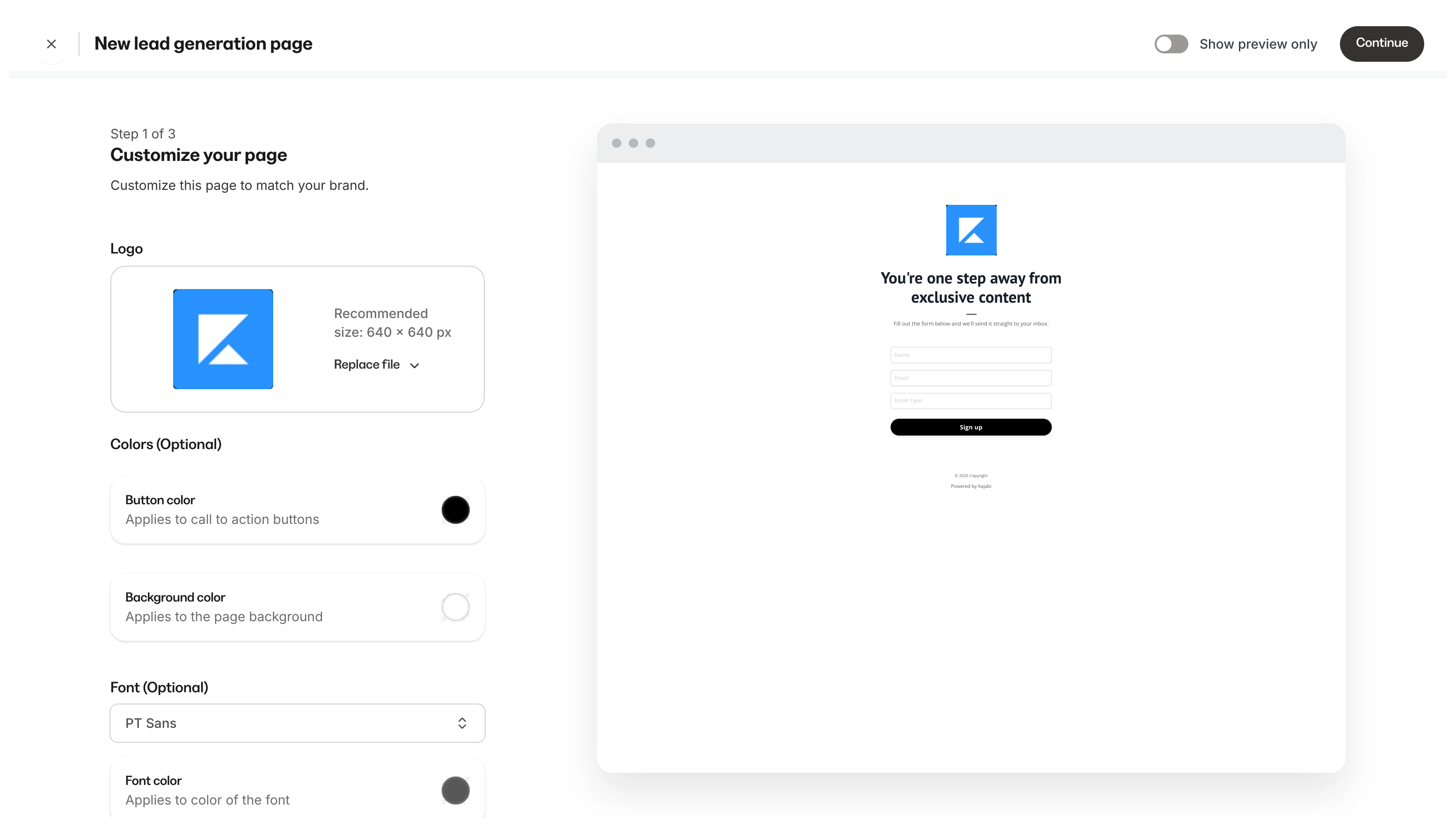 Lead Generation Page Creator