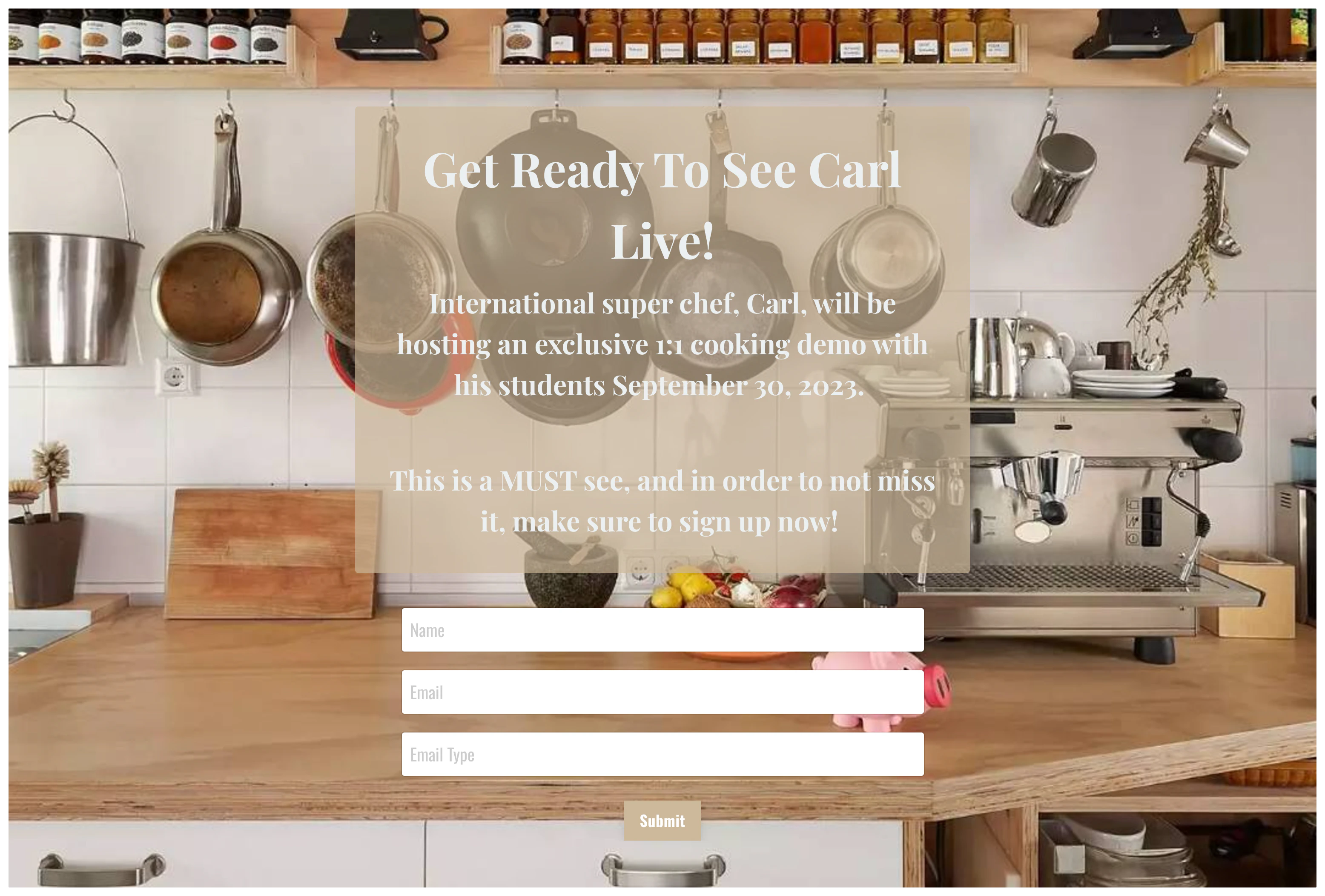 Sample landing page