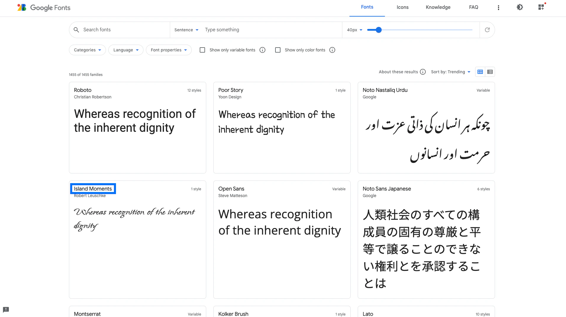 Choose a Google Font