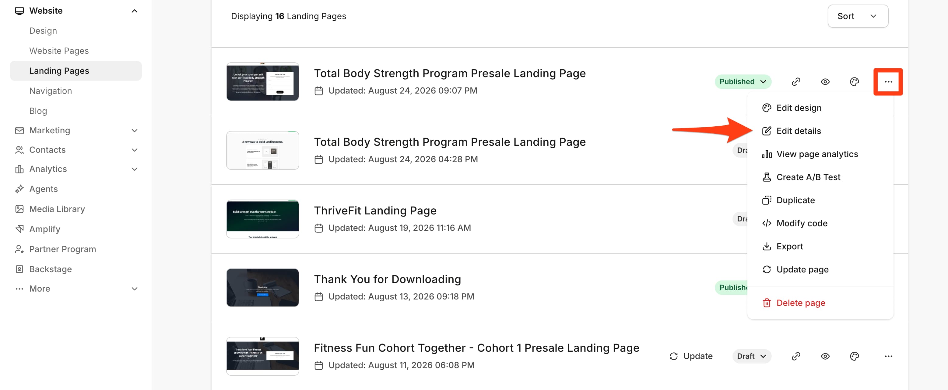 edit details page
