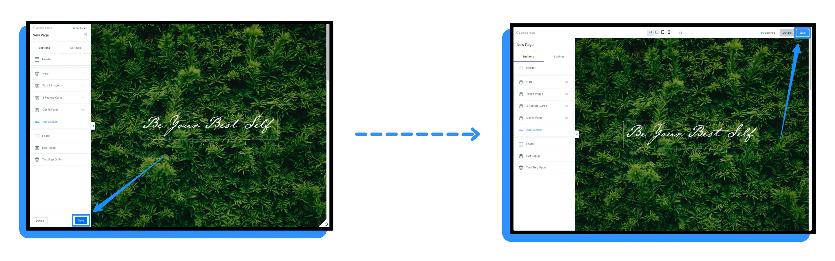 Save button comparison