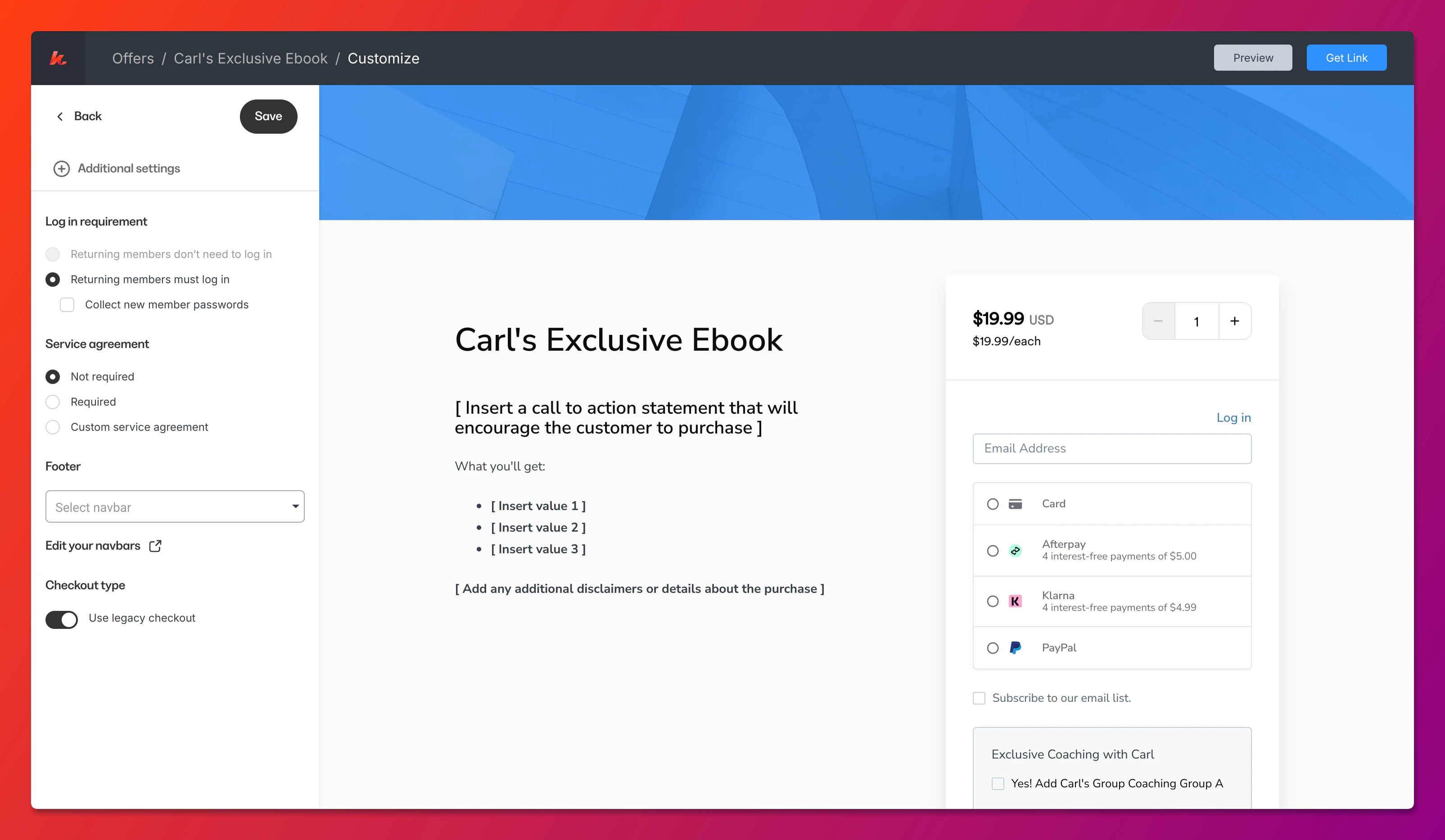 Cart abandonment email template
