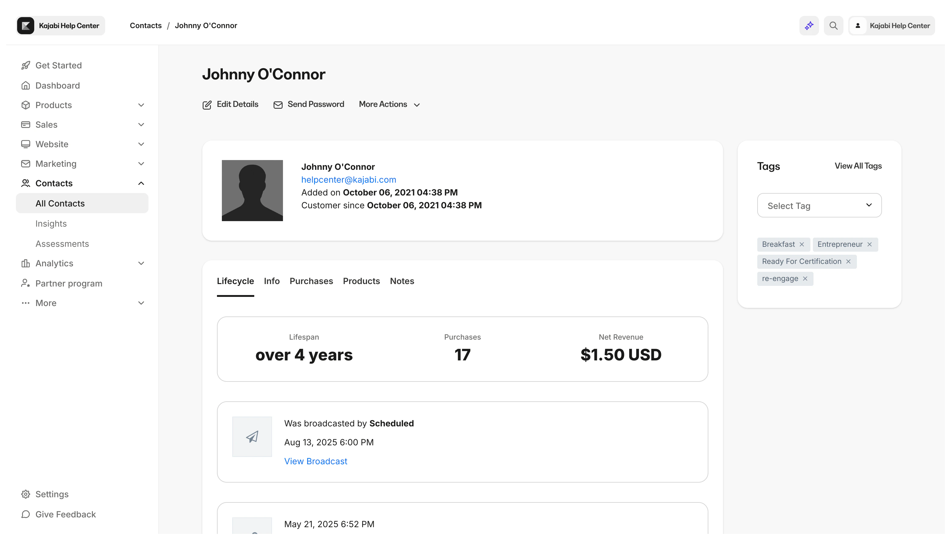 Customer profile features