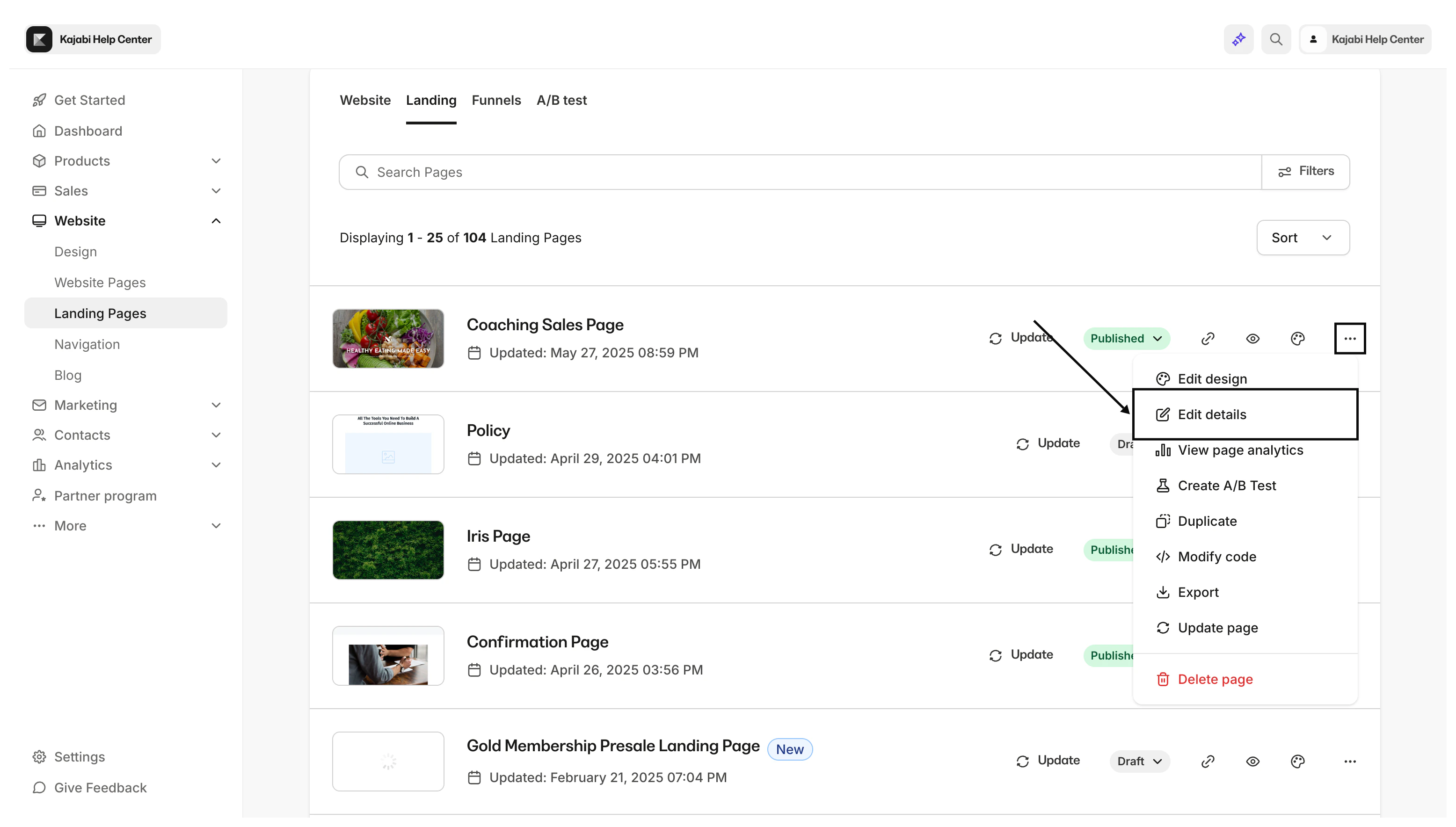 Edit Page Details