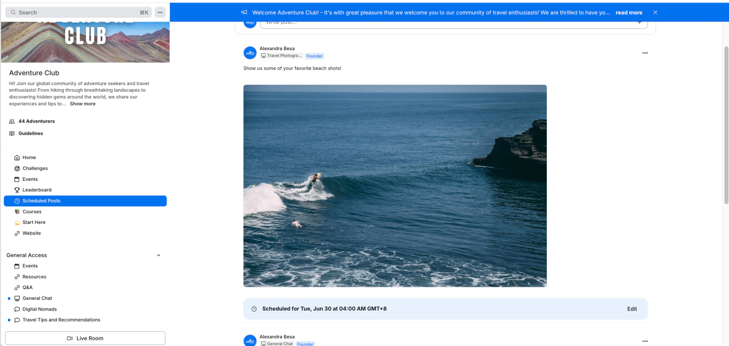 Scheduled posts list