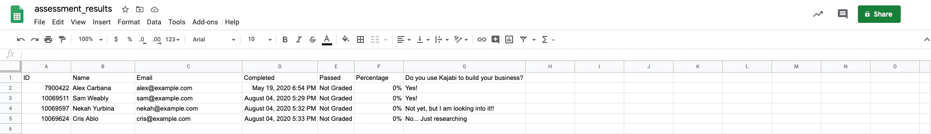 Manually graded export