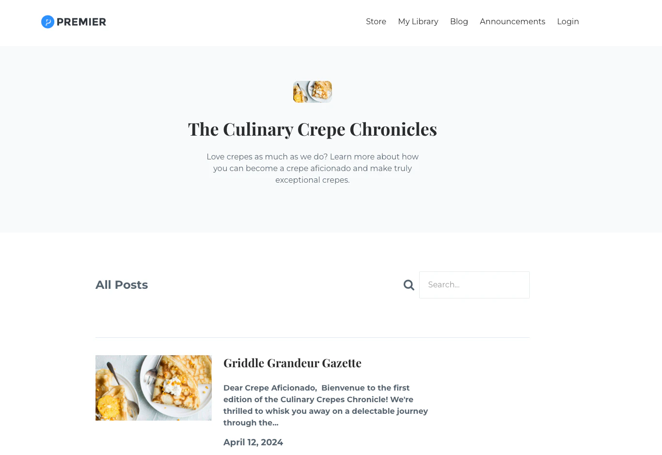 Premier newsletter display