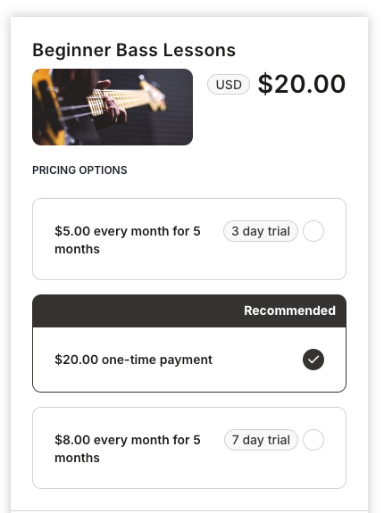 Pricing options on Enhanced Checkout