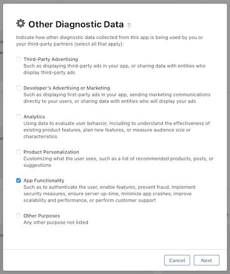 Other Diagnostic App Functionality