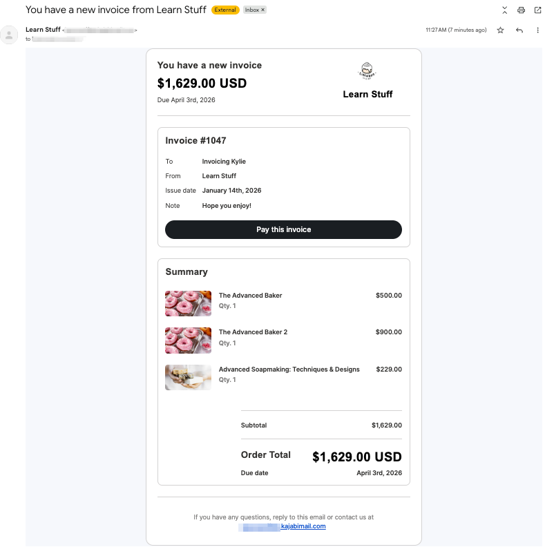 Customer invoice email