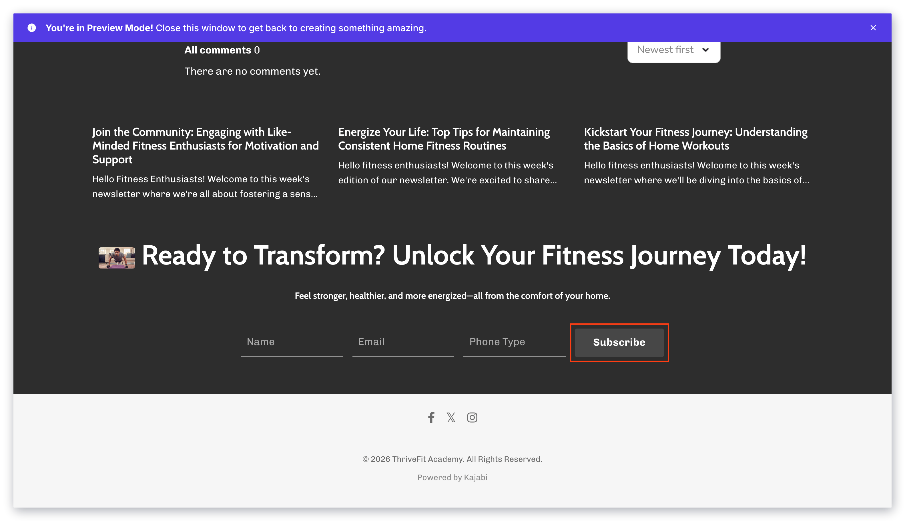 Newsletter page