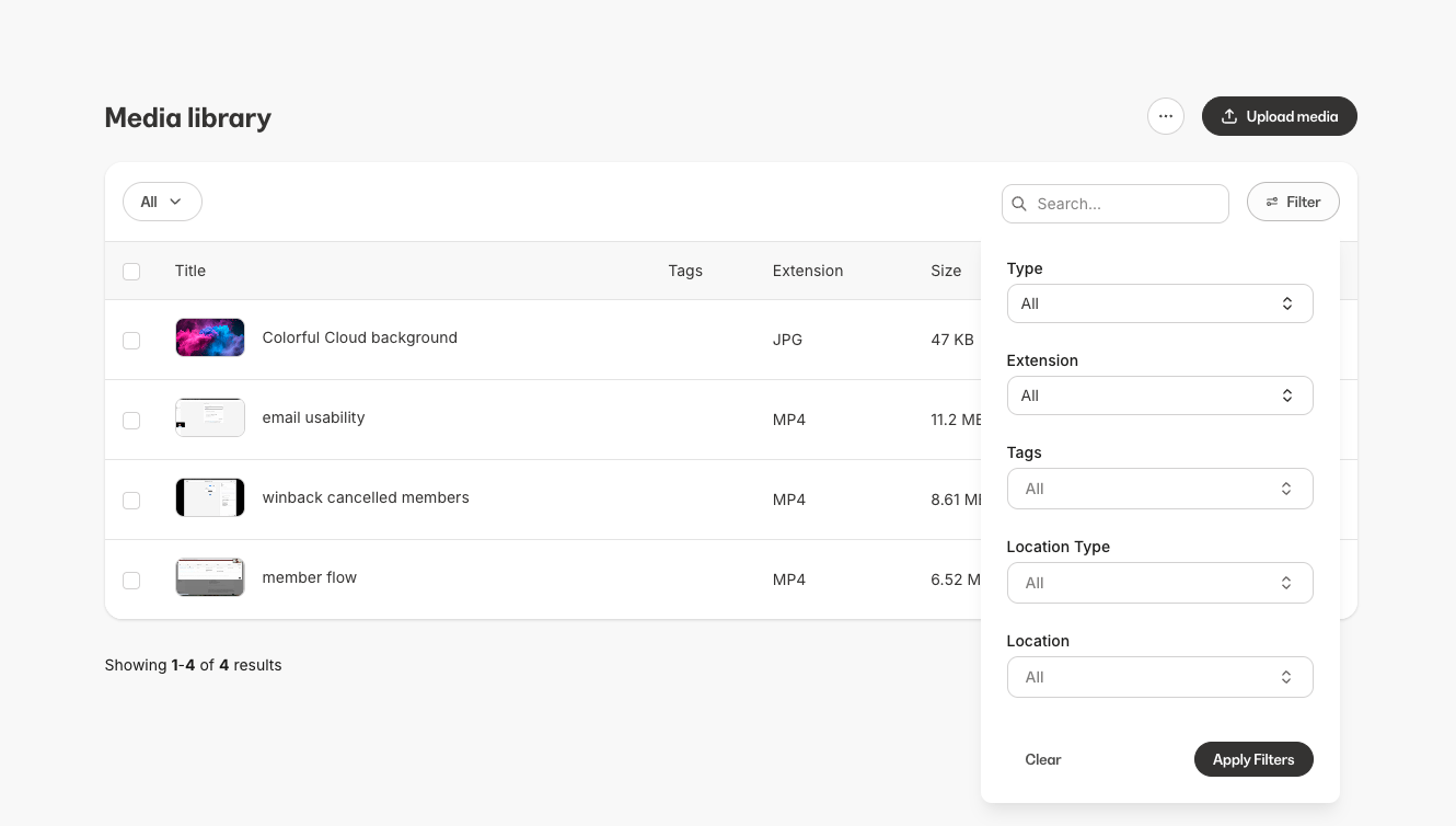 Media Library Search Filter