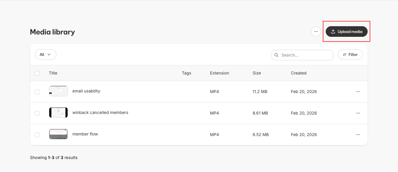 Media Library Upload Images