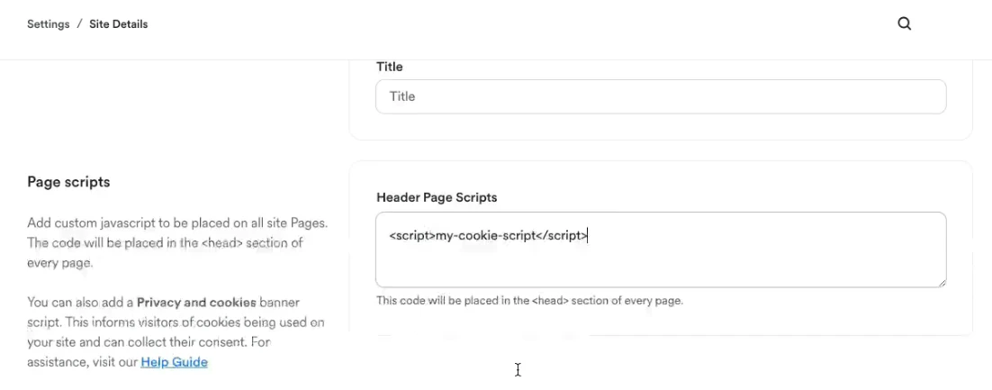 Page scripts field
