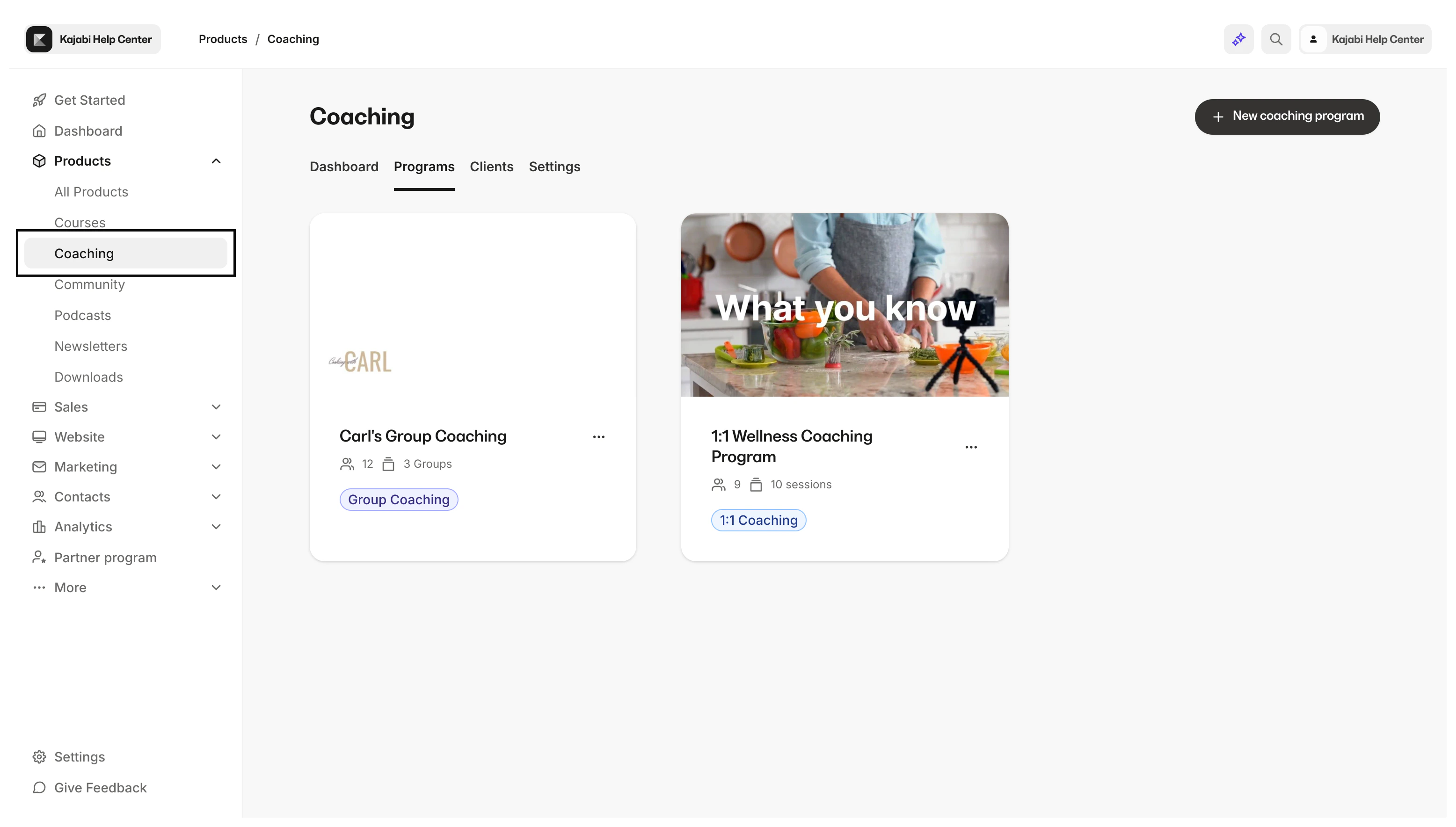 Programs Tab