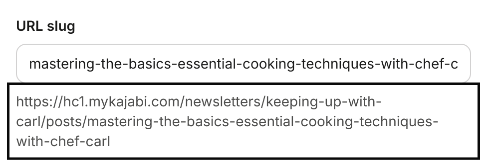 URL slug preview