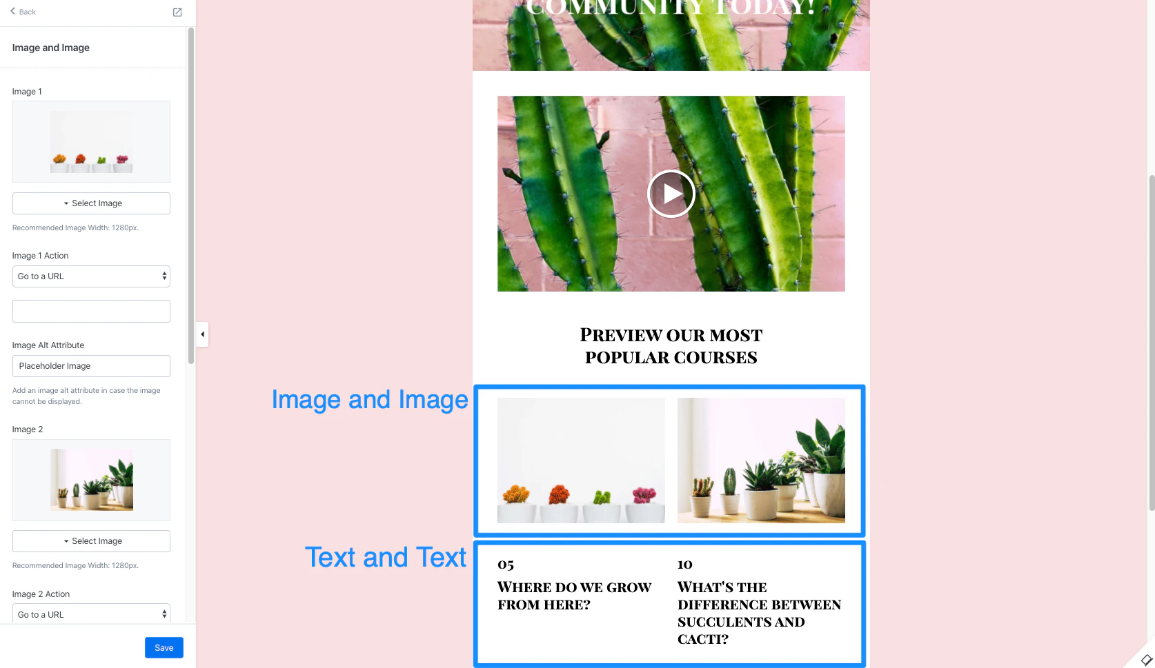 Split blocks desktop vs mobile