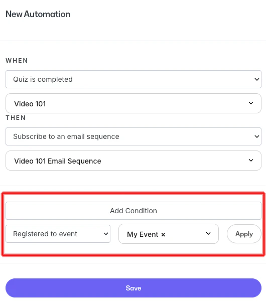 Automation filter example