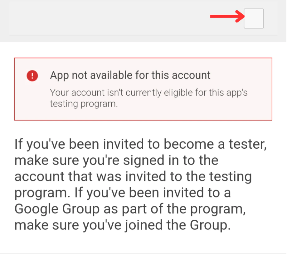 Wrong account screen