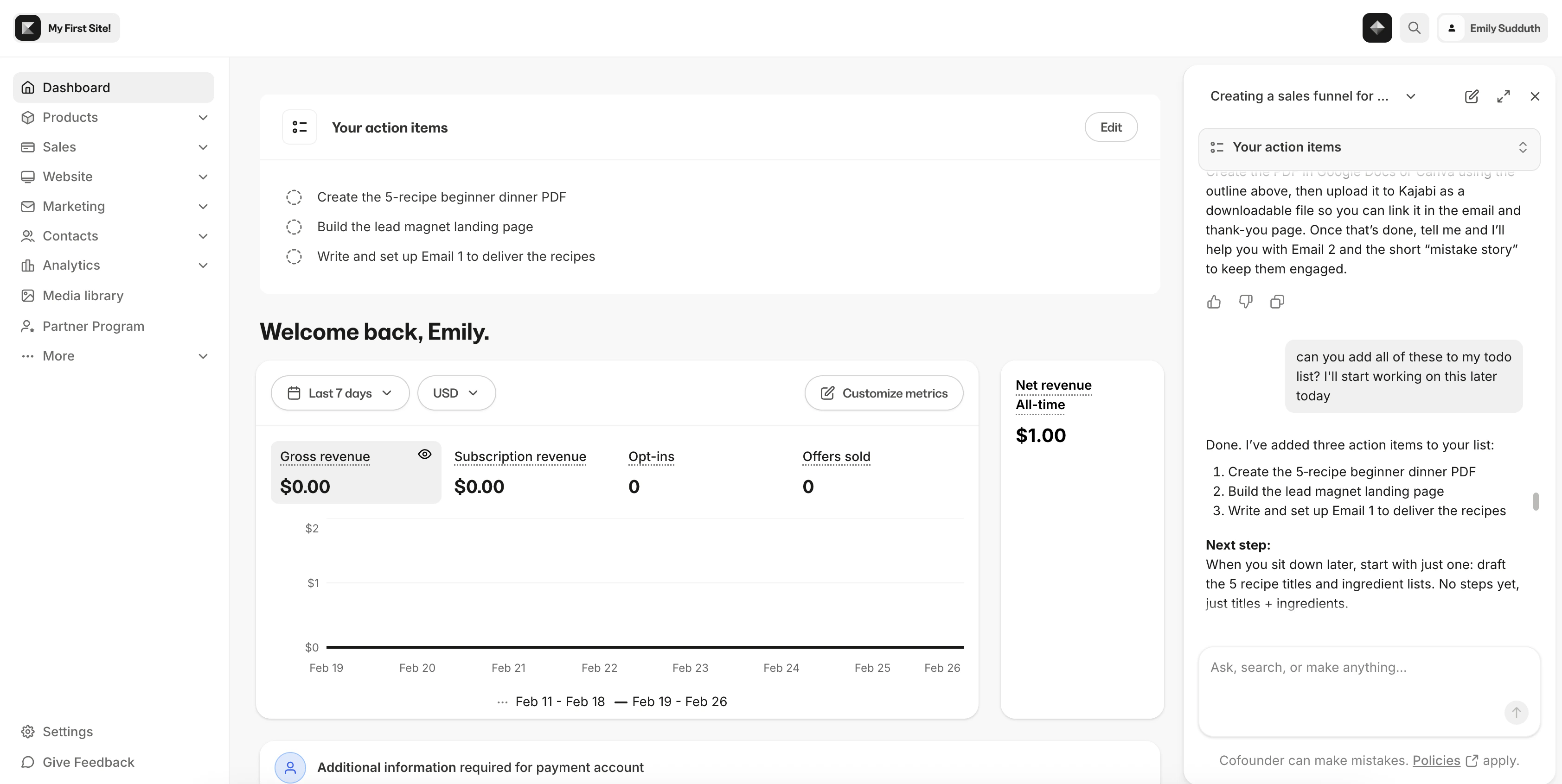 Cofounder assistance panel showing available help options