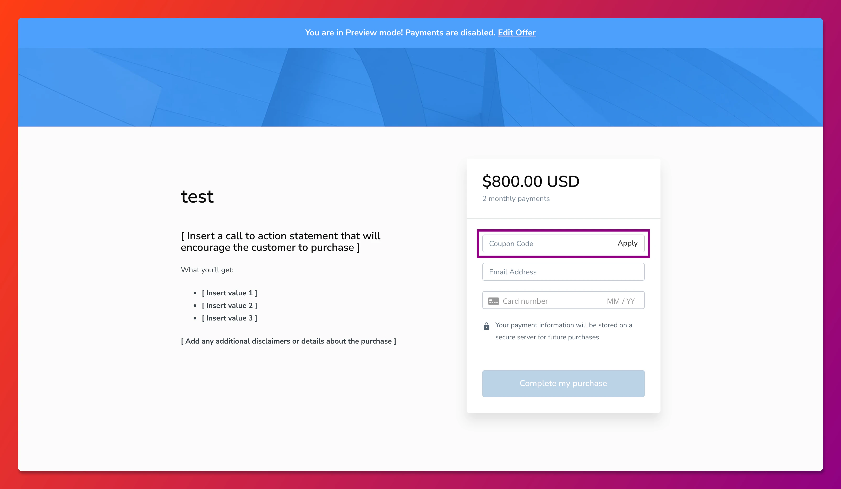 Before removing offer