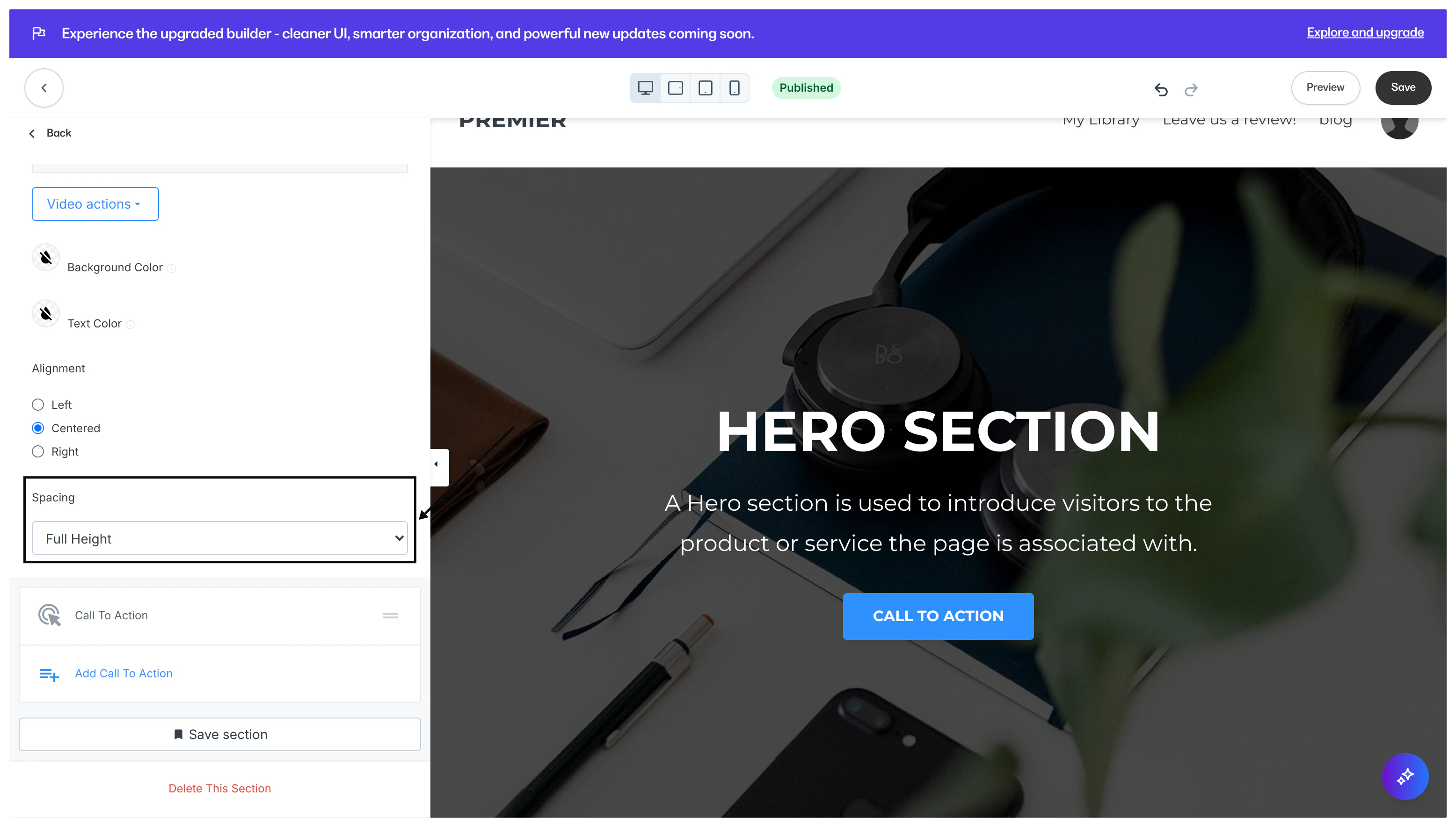 Hero Image Full Height Setting