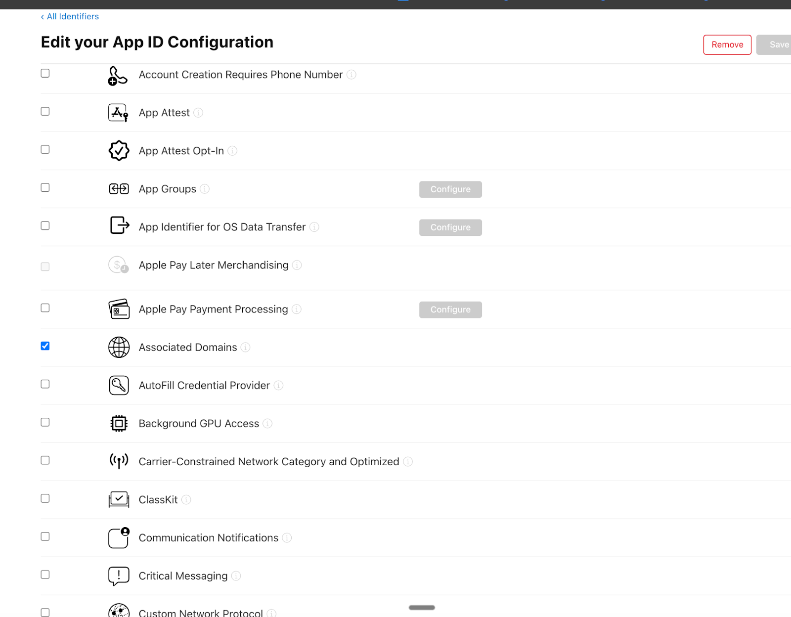 Associated Domains setting