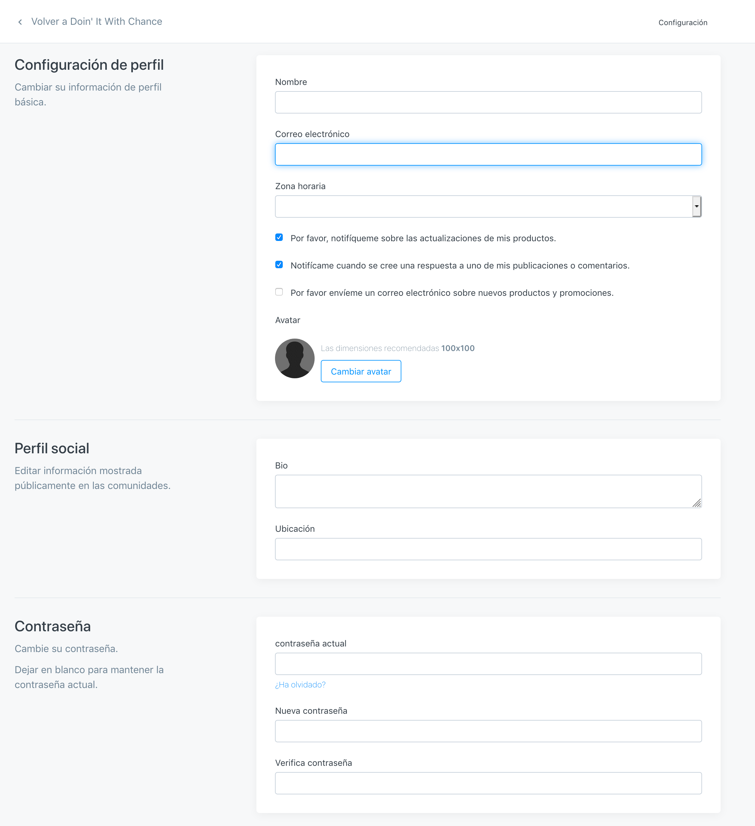 Customer settings avatar