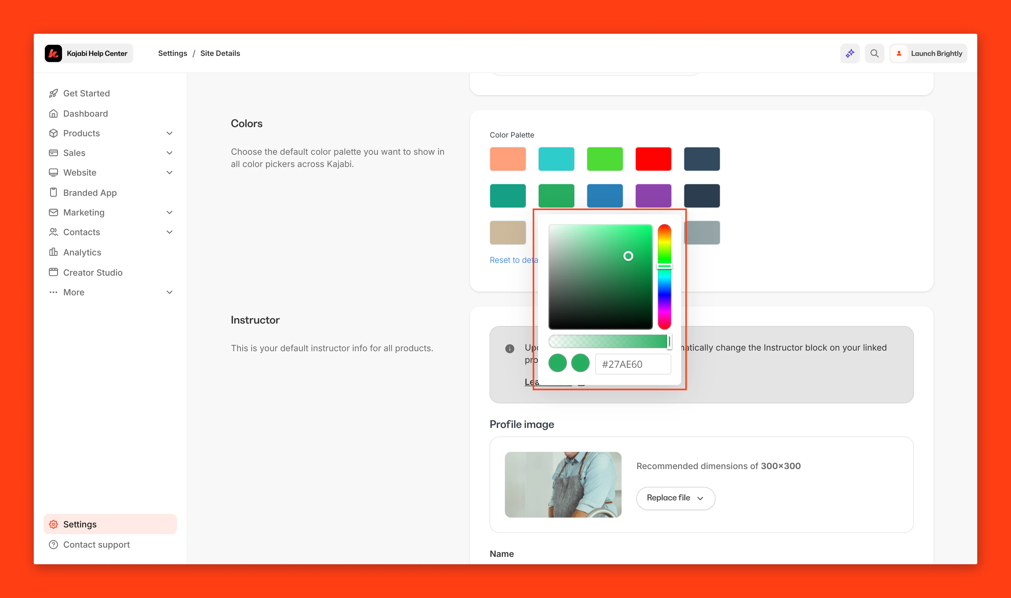 Site Settings Color Picker