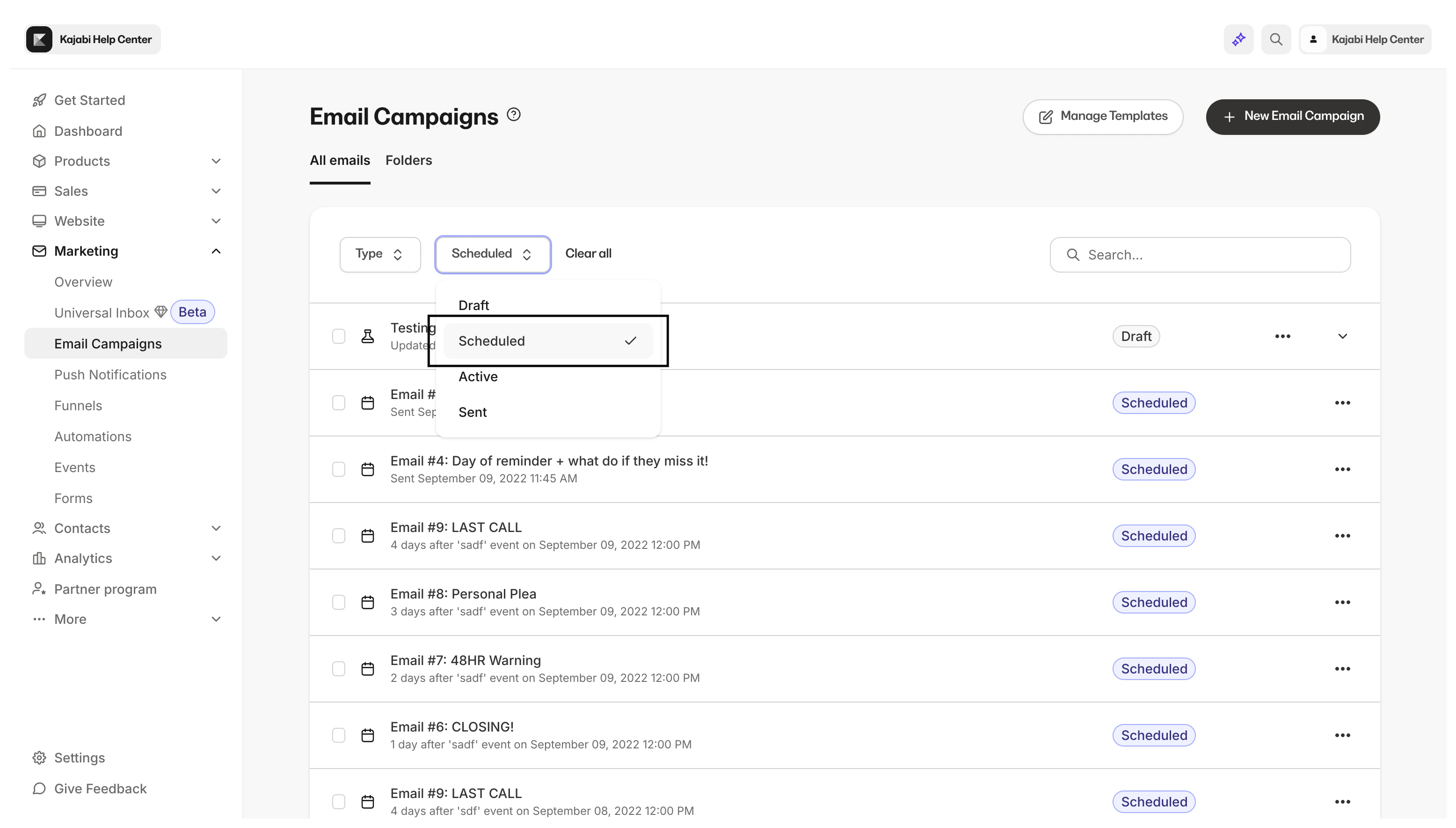 View Scheduled Email Campaigns