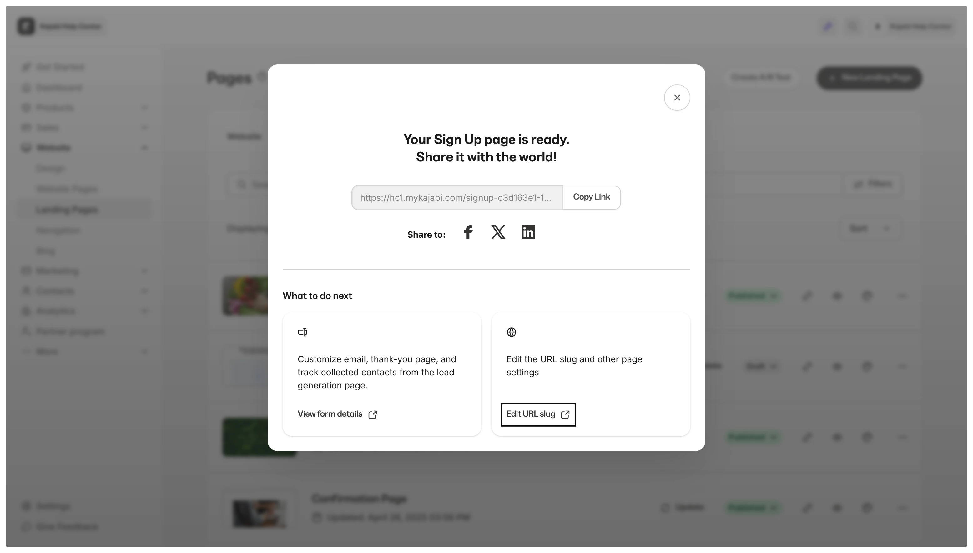 Modal - Edit URL
