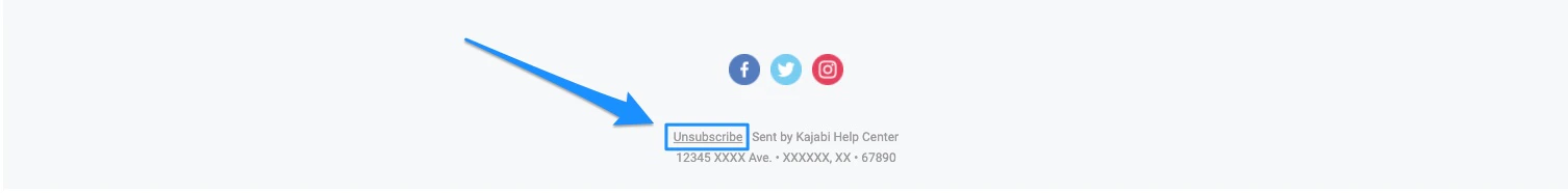 Unsubscribe at footer of email