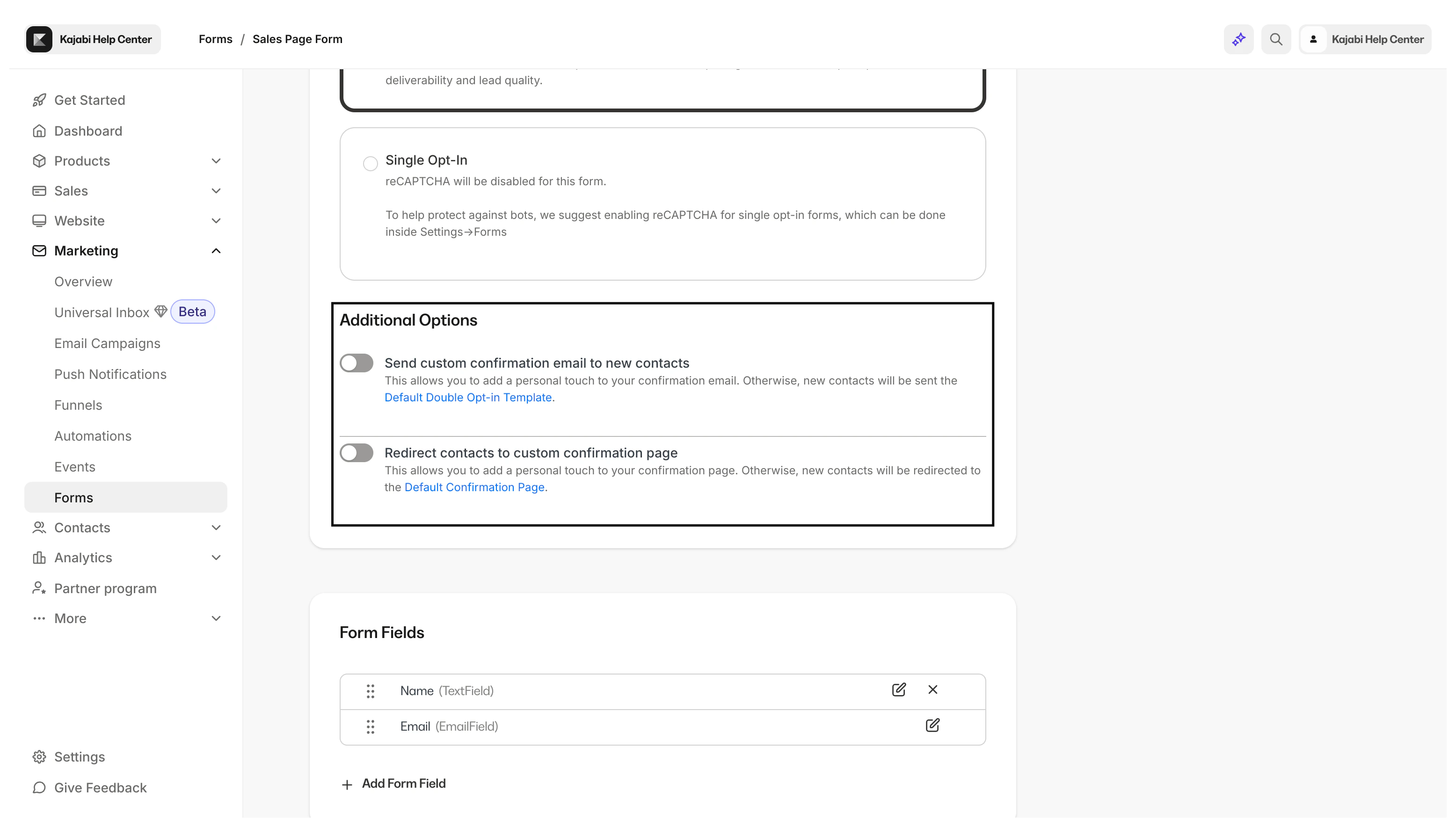 Double opt-in additional options
