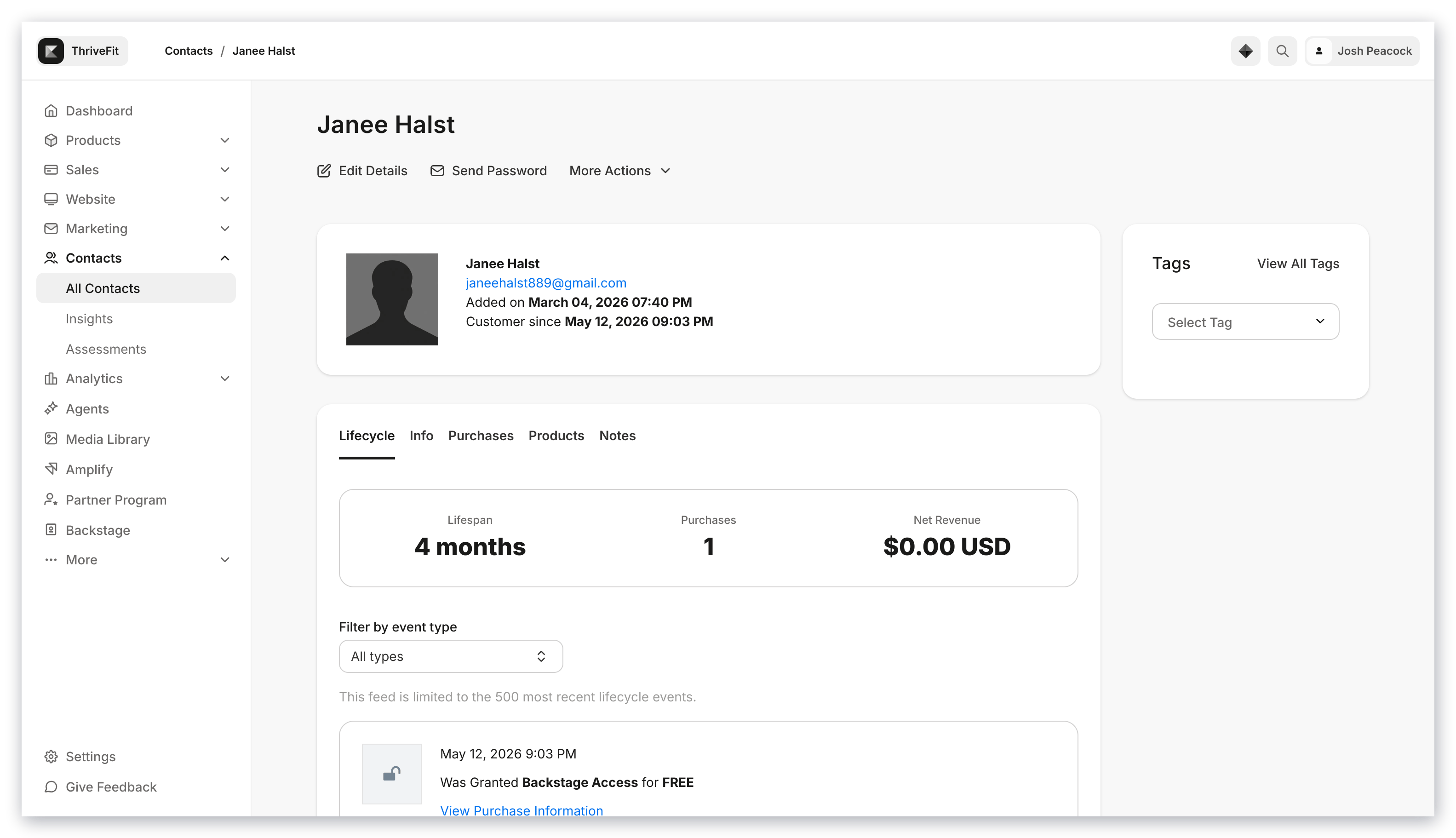 Contact profile features