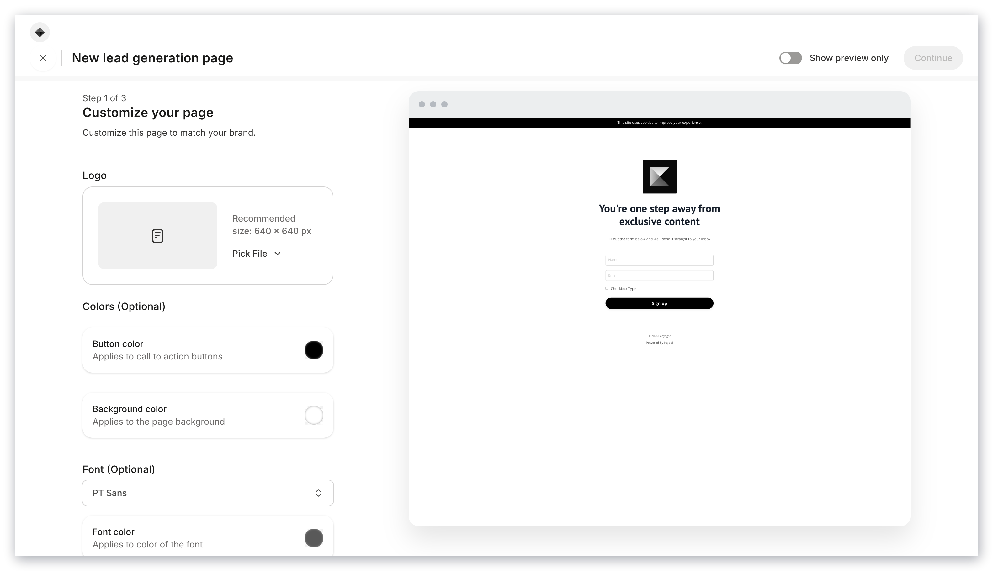Lead Generation Page Creator