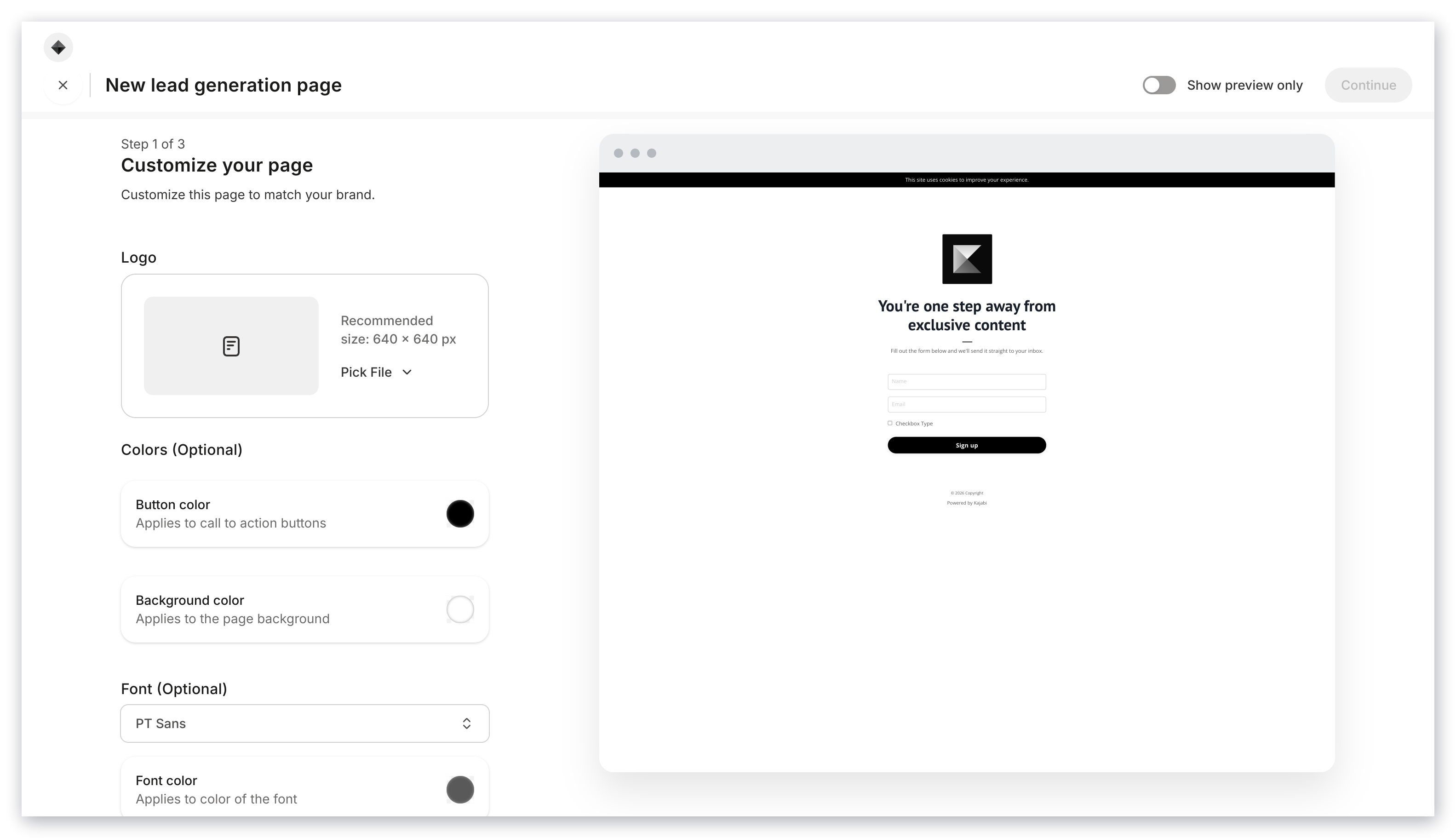 Lead Generation Page Creator