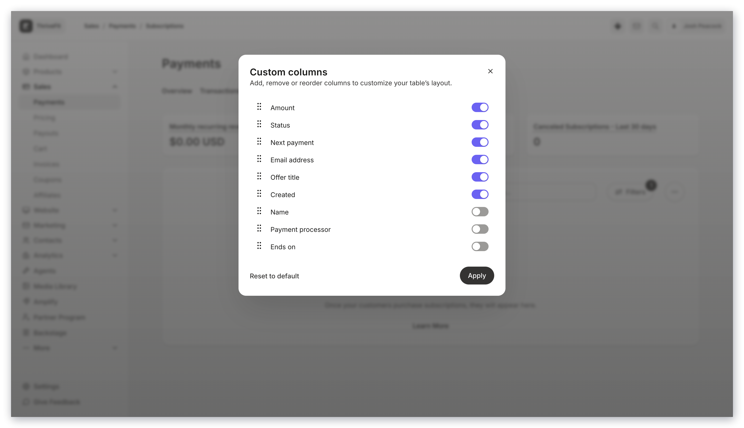 Customize columns