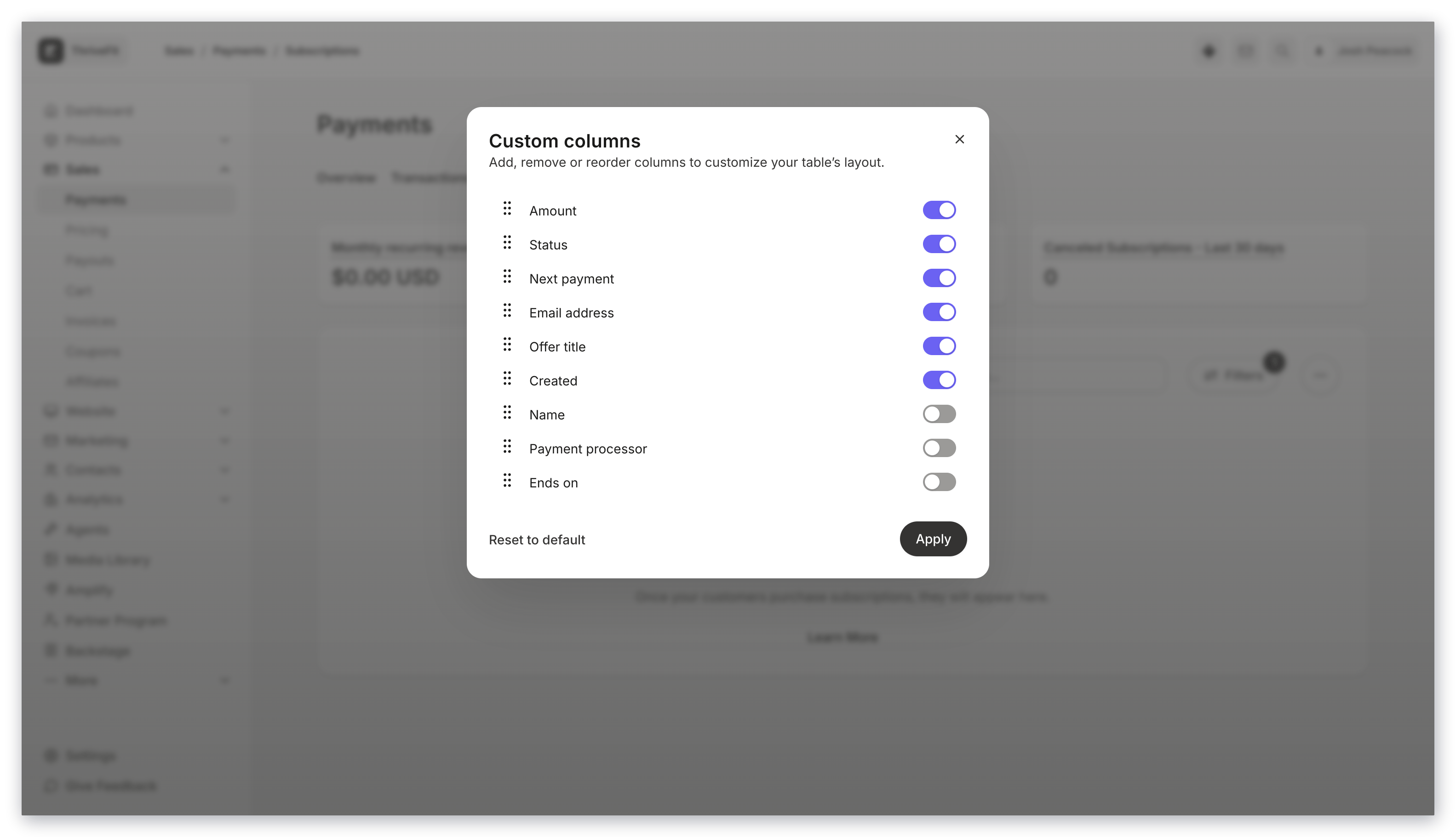 Customize columns